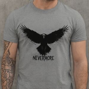 NEVERMORE Raven Graphic Tee | Gothic Grunge Shirt | Poe Inspired | Unisex